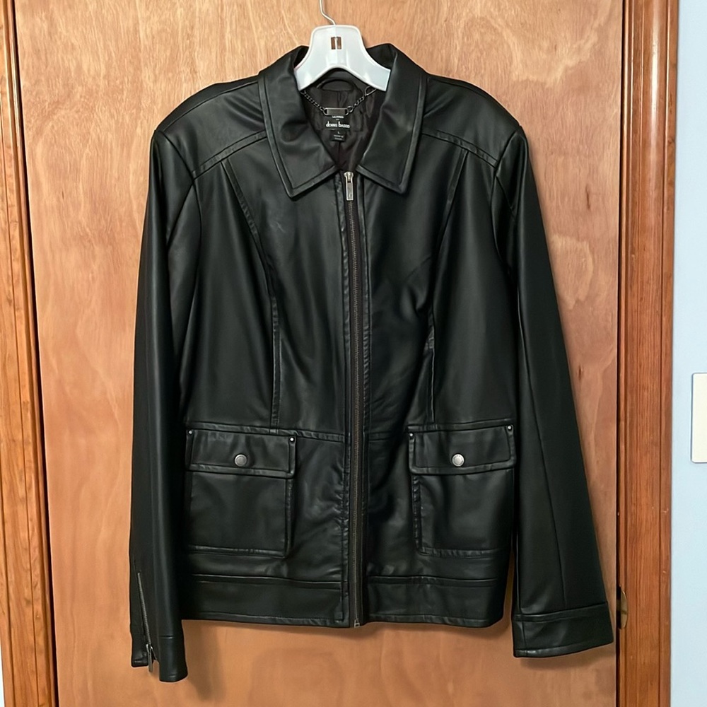 Beautiful faux leather zip front jacket, lightly lined, new w/o tags